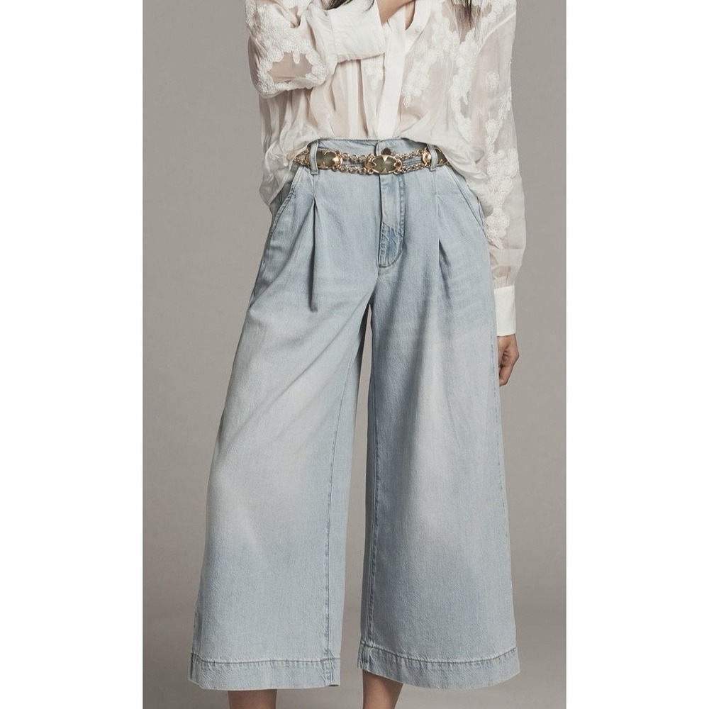 Pilcro Anthropologie High-Wise Crop Wide Leg Jeans Size Large